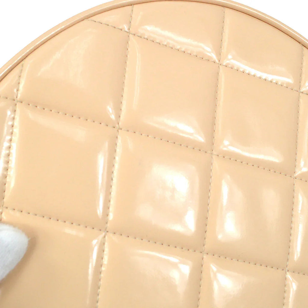 CHANEL * 1995 Round Cosmetic Chain vanity Hand Bag Beige