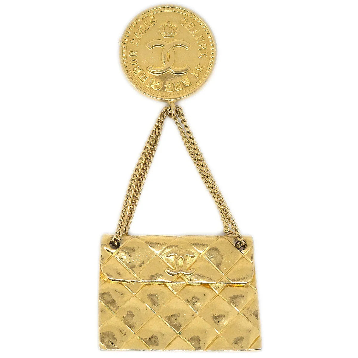 CHANEL Bag Brooch Pin Gold