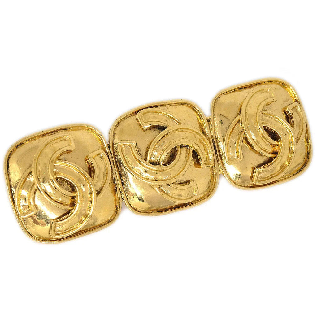 CHANEL 1994 Triple CC Brooch Pin Gold