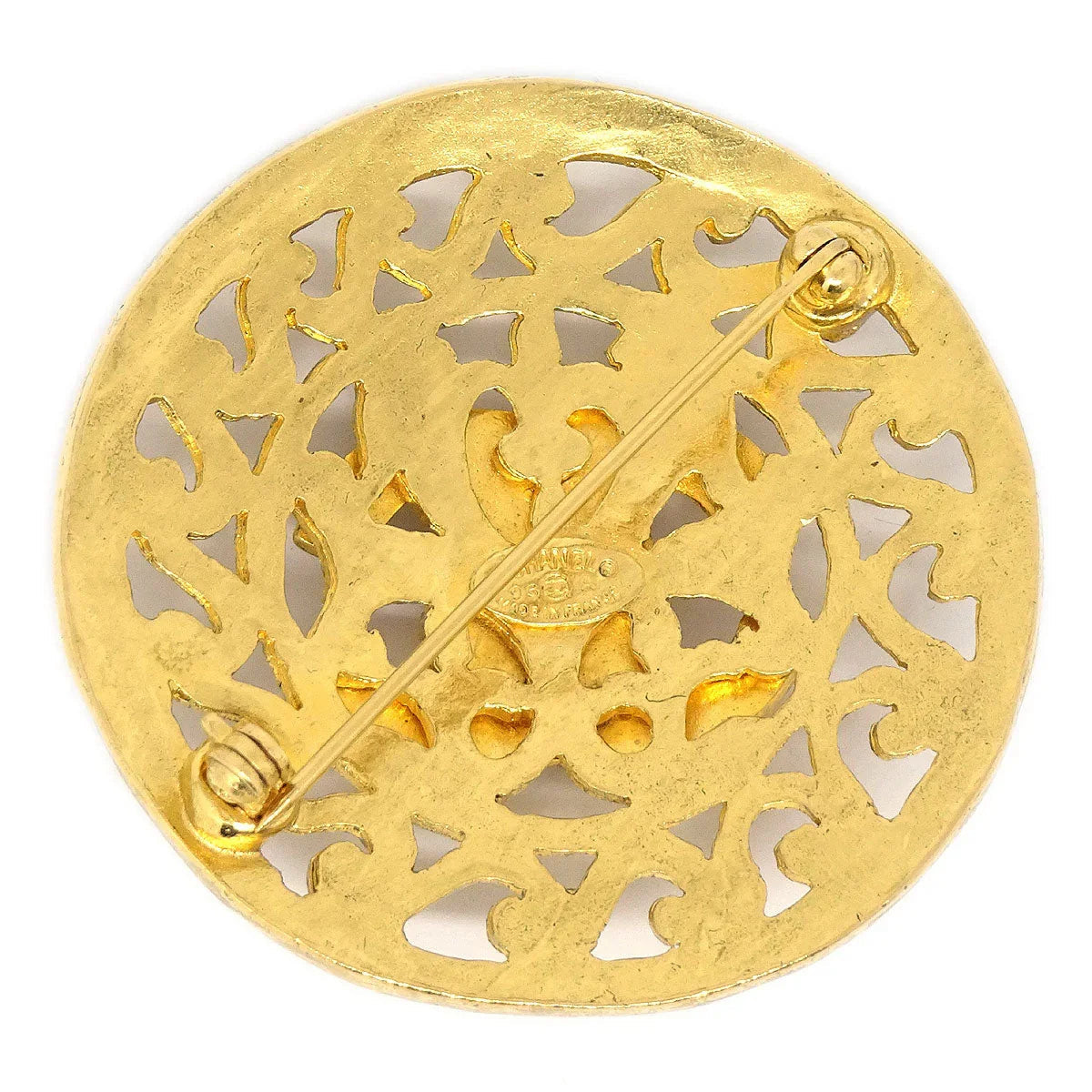 CHANEL1995 Fretwork Paisley Brooch Pin Gold 95A