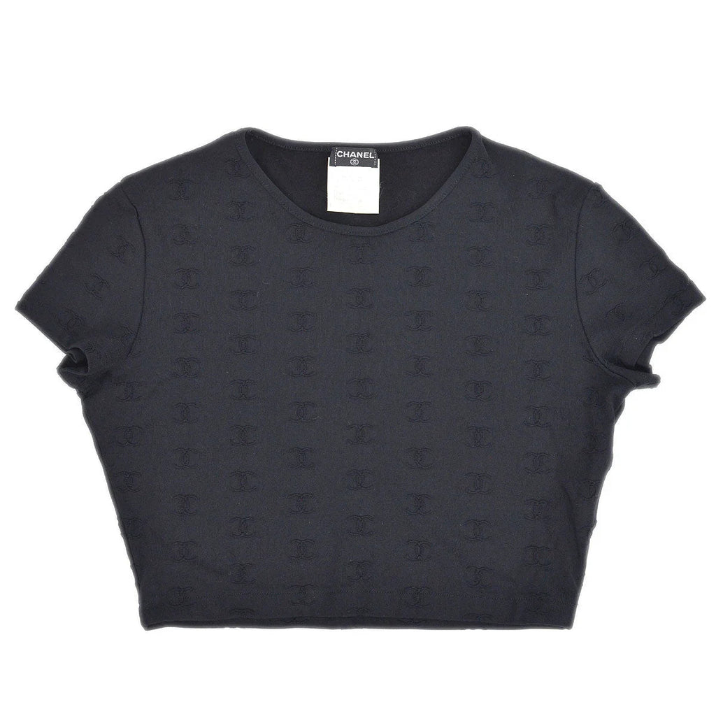 Chanel 1997 Spring CC logo-embroidered cropped T-shirt #40