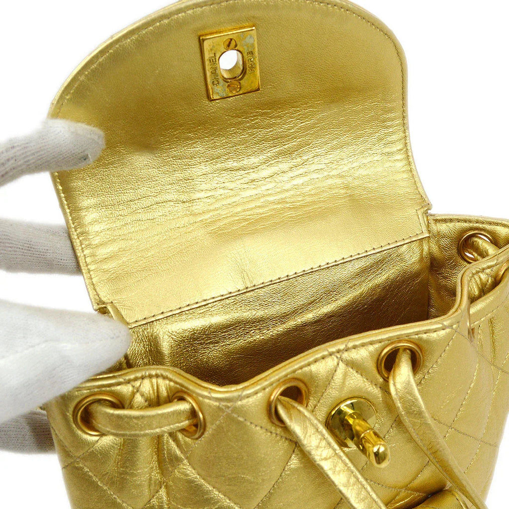 Chanel Gold Lambskin Duma Backpack Small