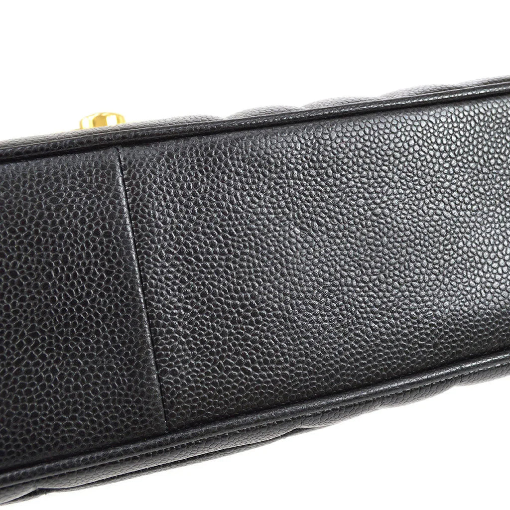 Chanel * 1994-1996 Black Caviar Jumbo Vertical Stitch Classic Flap
