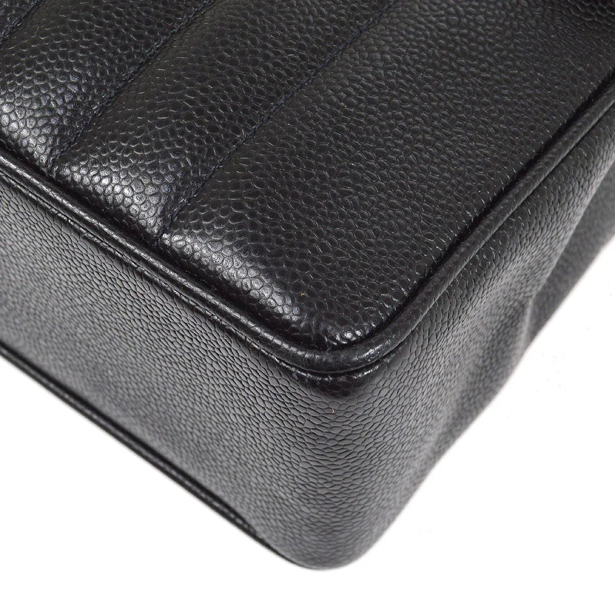 Chanel * 1994-1996 Black Caviar Jumbo Vertical Stitch Classic Flap