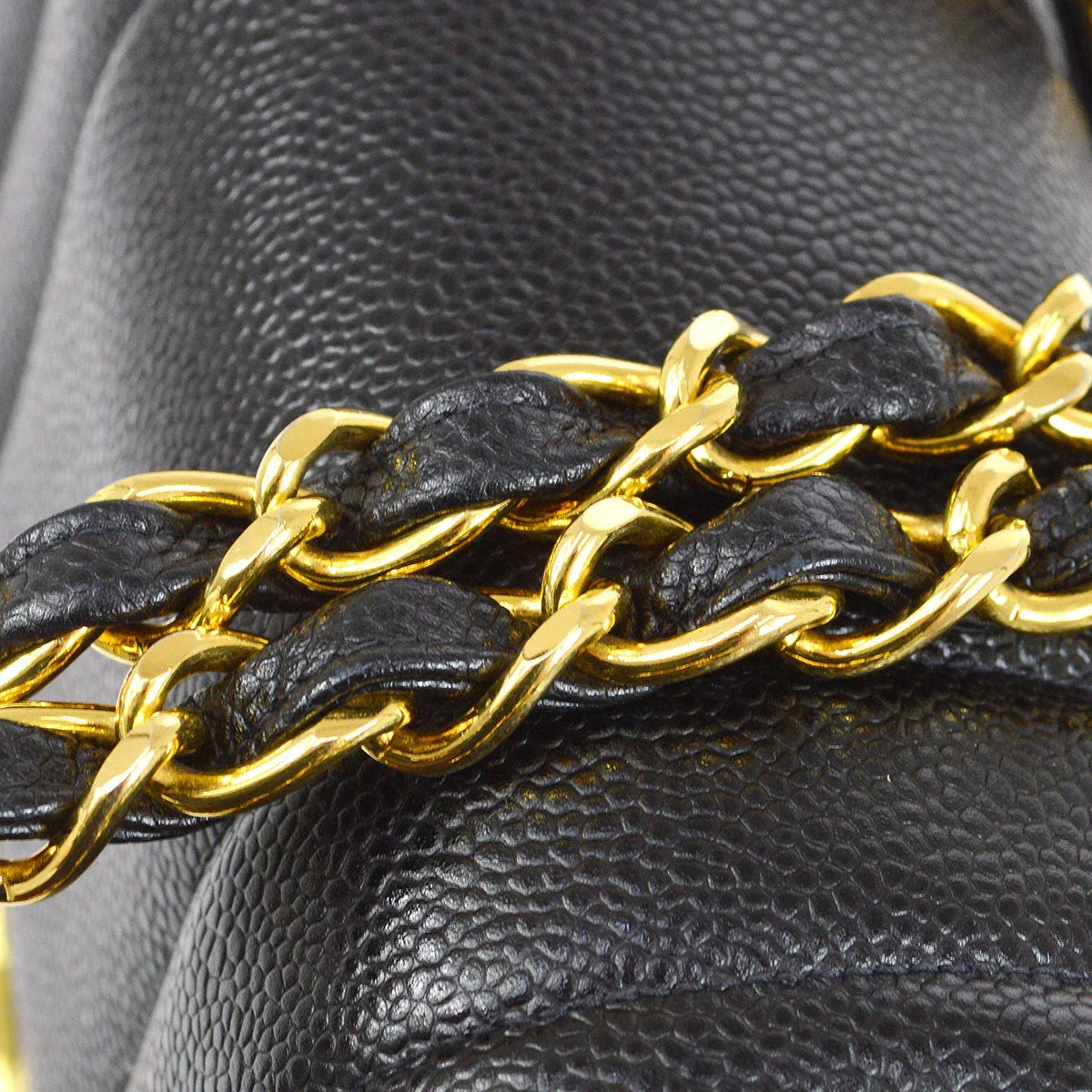 Chanel * 1994-1996 Black Caviar Jumbo Vertical Stitch Classic Flap