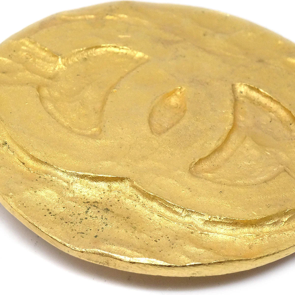 CHANEL 1994 Round Brooch Pin Gold