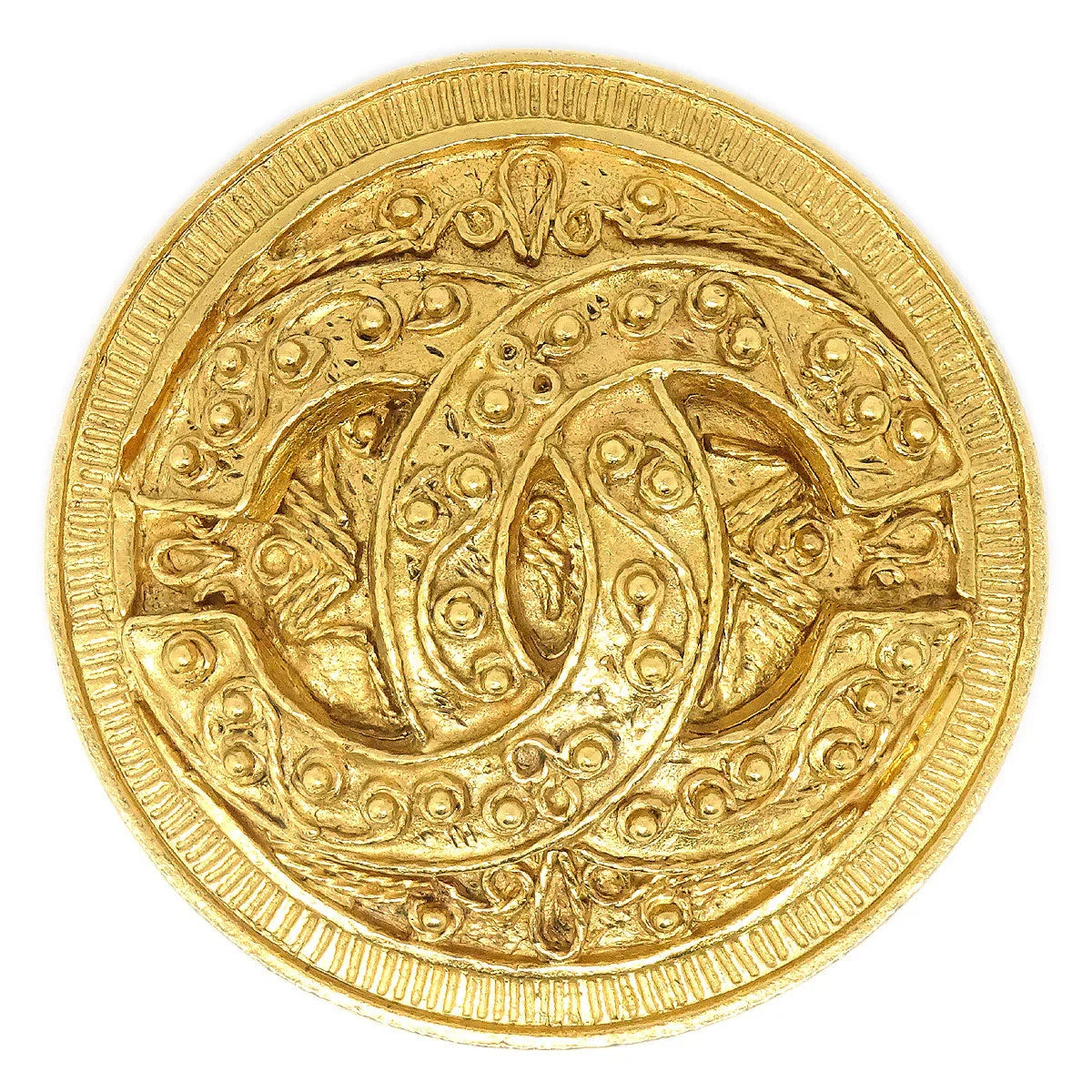 Chanel 1994 Filigree Brooch Pin Gold