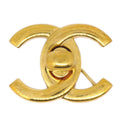 CHANEL 1996 Turnlock Brooch Pin Gold Small