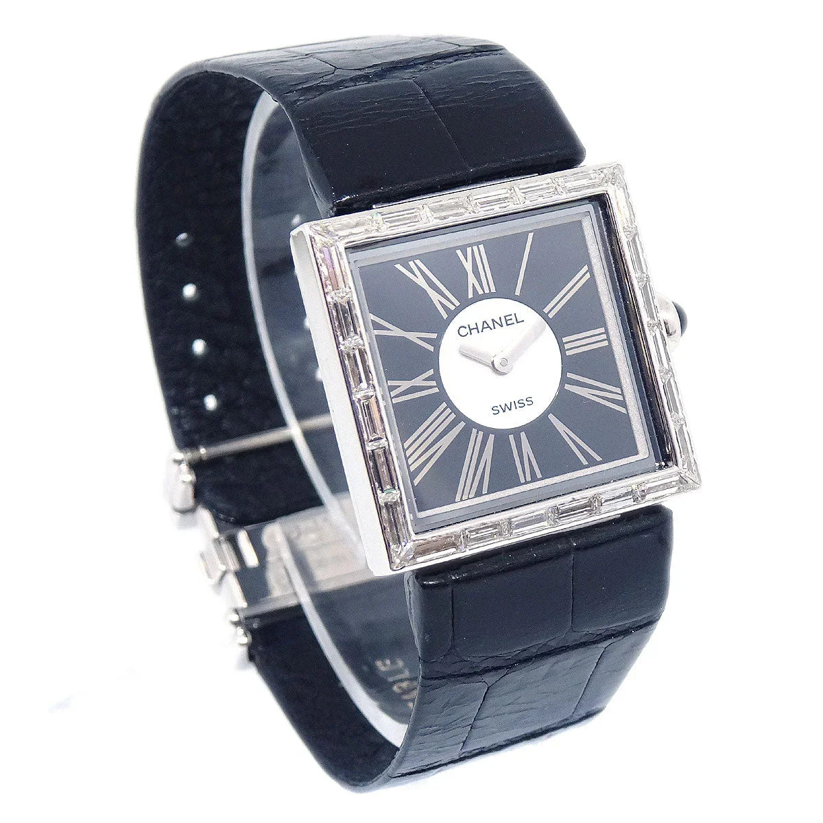 Chanel Matelasse Watch 18KWG Diamond Alligator