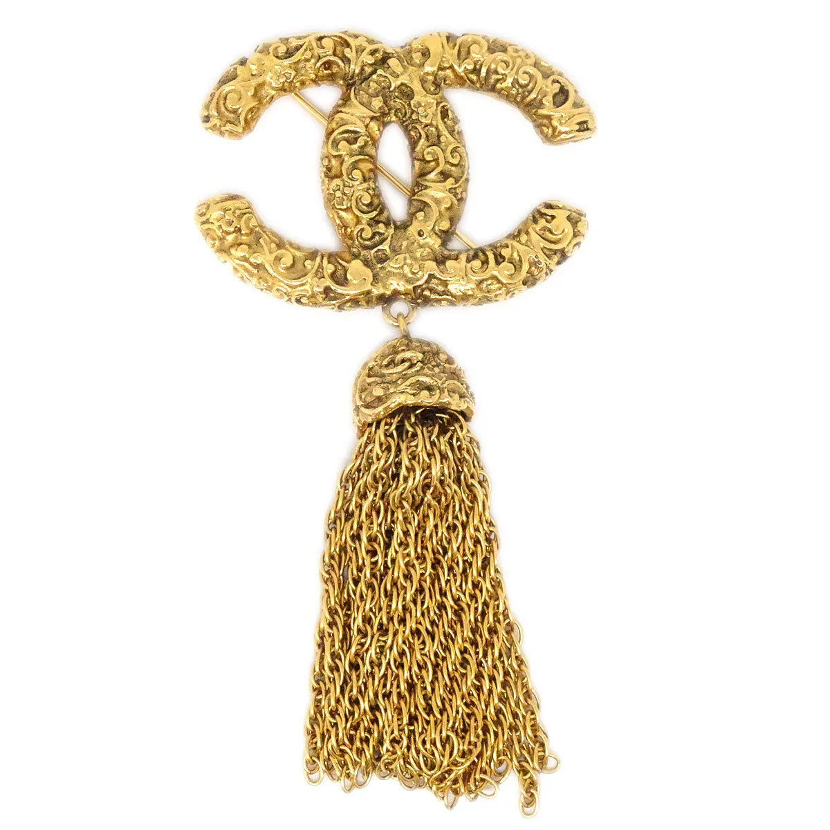Chanel 1993 Florentine Filigree Tassel Brooch Small