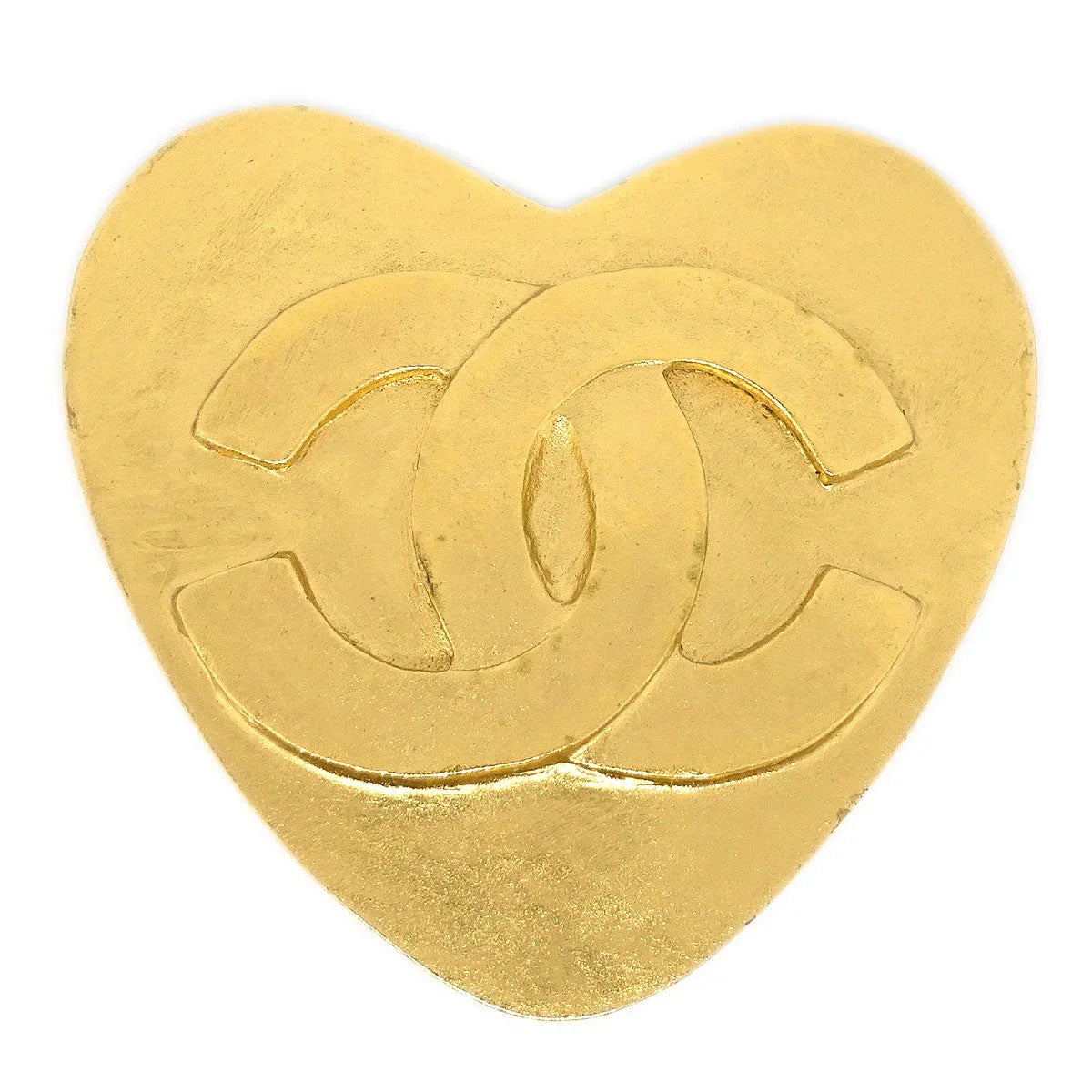 Chanel 1995 Heart Brooch Pin Gold