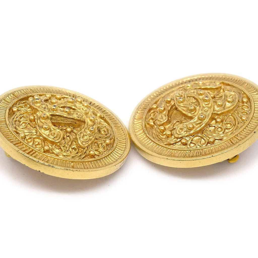 Chanel Gold 'CC' Filigree Earrings Large  94A