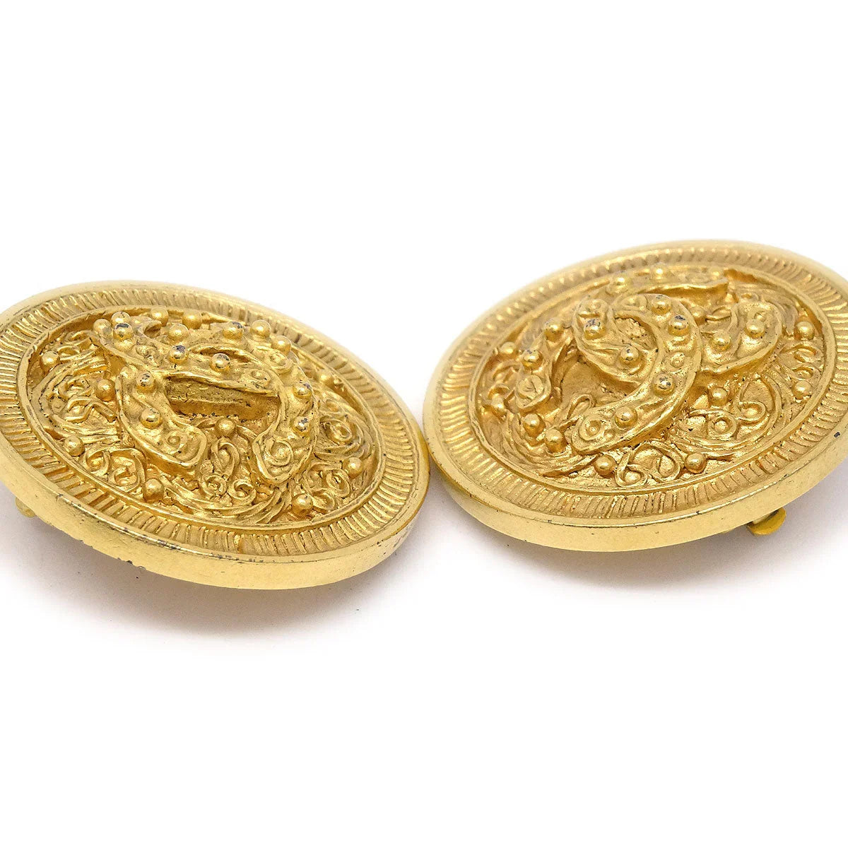 Chanel Gold 'CC' Filigree Earrings Large  94A