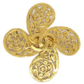 CHANEL 1995 Fretwork Paisley Brooch Gold