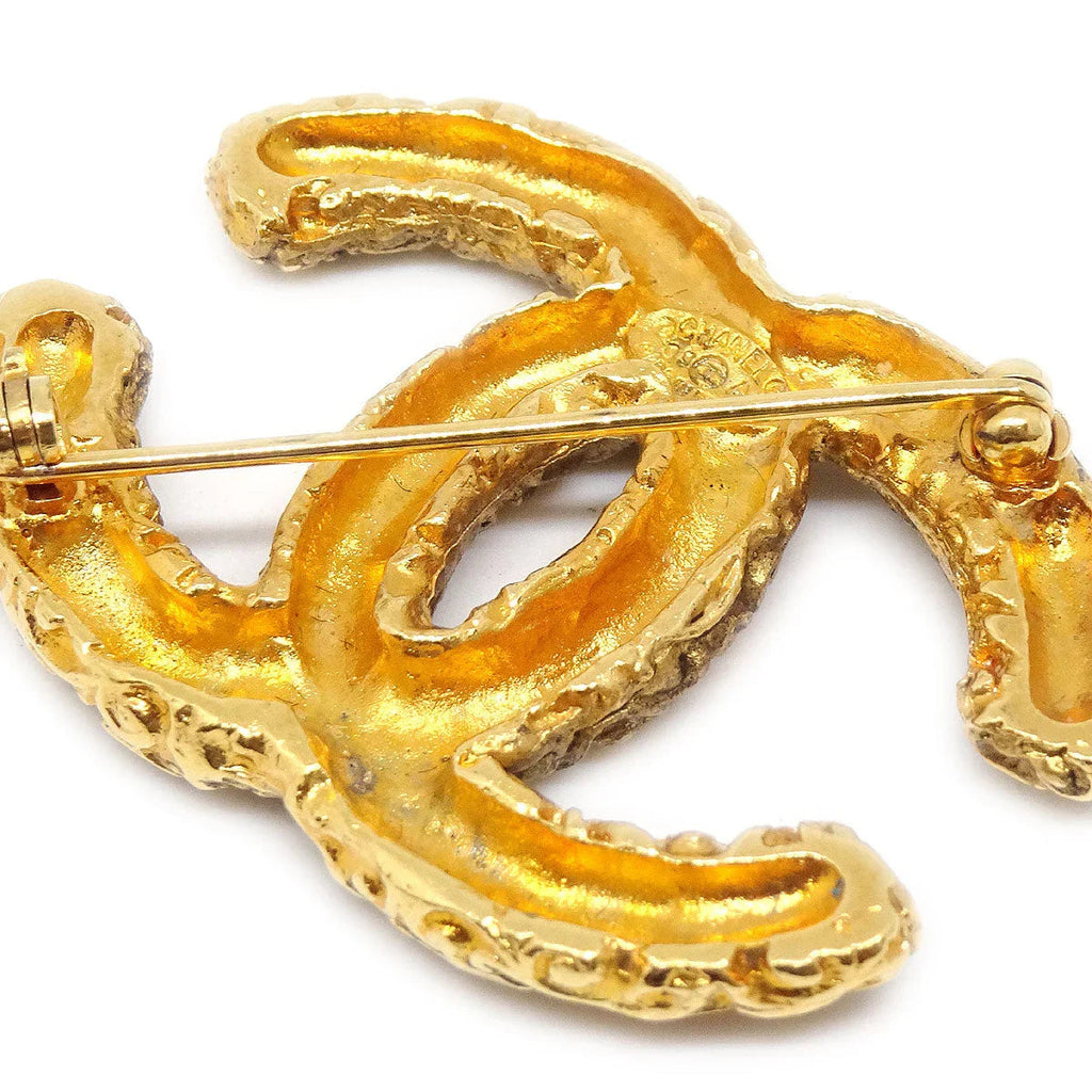 Chanel 1993 CC Brooch Pin Gold Small
