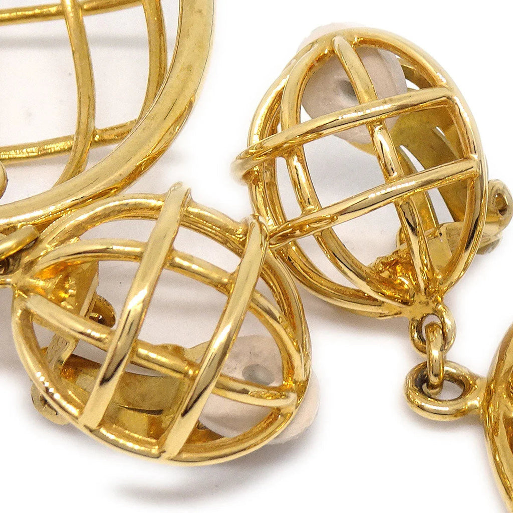 Chanel 1993  Birdcage Dangle Earrings Clip-On Gold