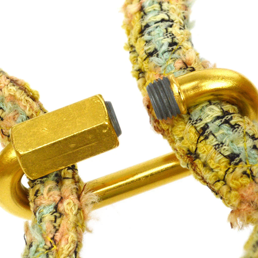 CHANEL * 1991-1994 Top Handle Bag Set Yellow Tweed