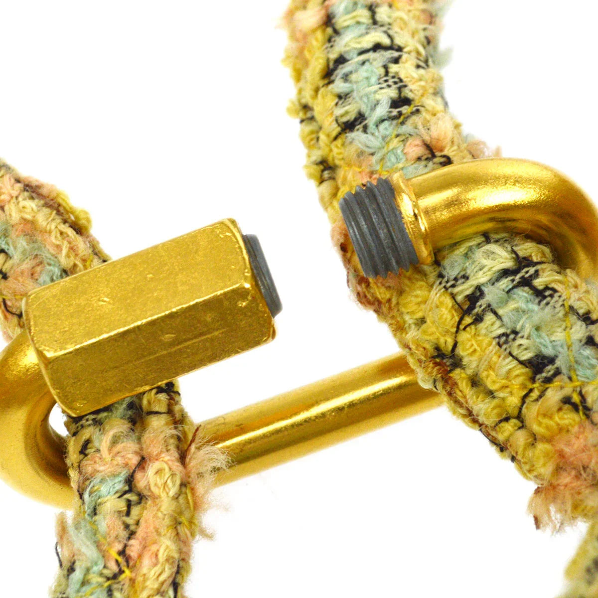 CHANEL * 1991-1994 Top Handle Bag Set Yellow Tweed