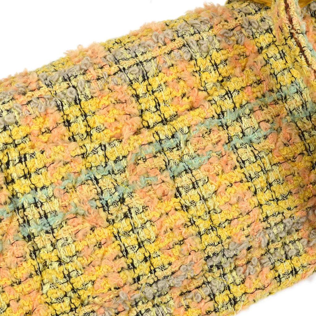 CHANEL * 1991-1994 Top Handle Bag Set Yellow Tweed