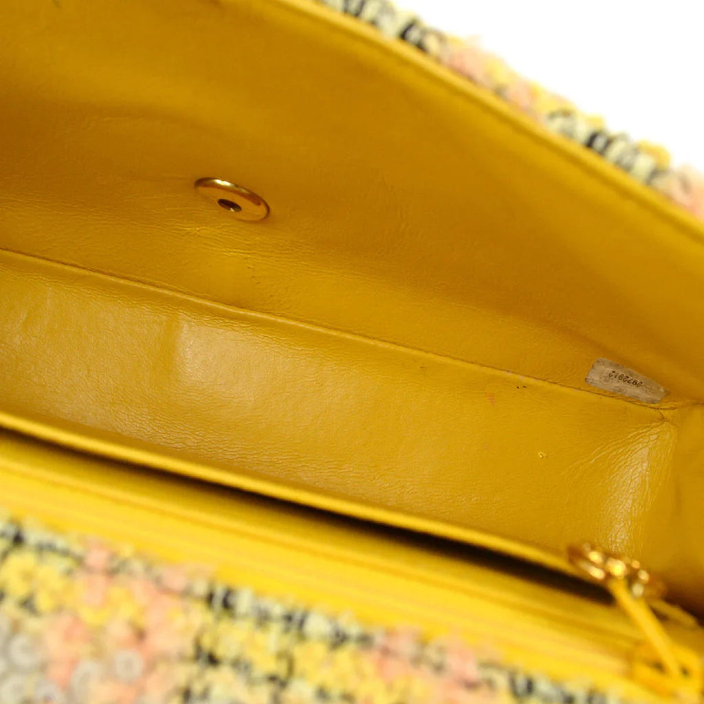 CHANEL * 1991-1994 Top Handle Bag Set Yellow Tweed