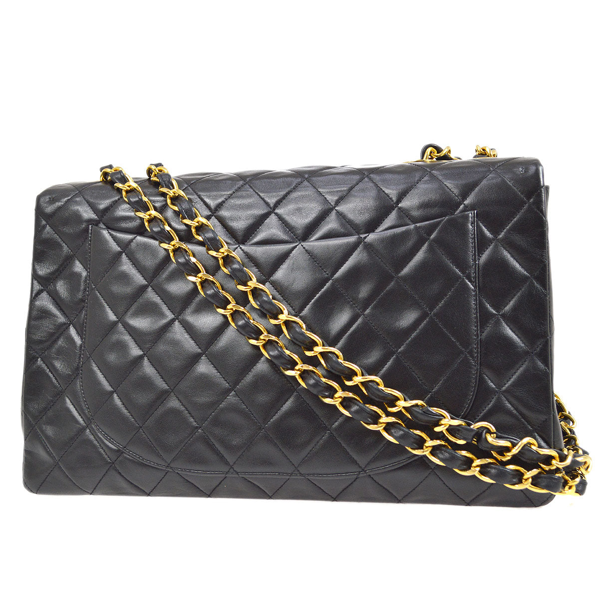 Chanel 1994-1996 Black Lambskin Classic Flap Maxi