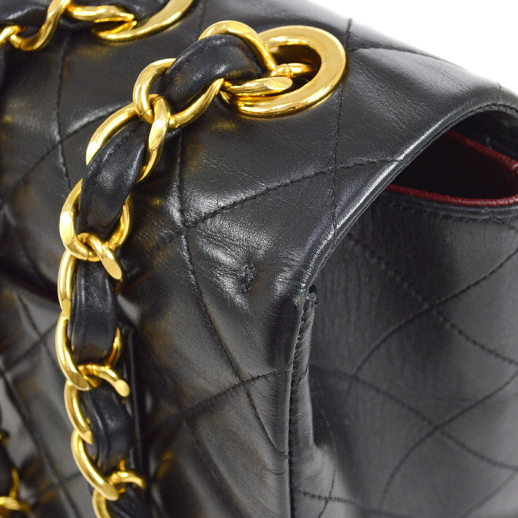 Chanel 1994-1996 Black Lambskin Classic Flap Maxi