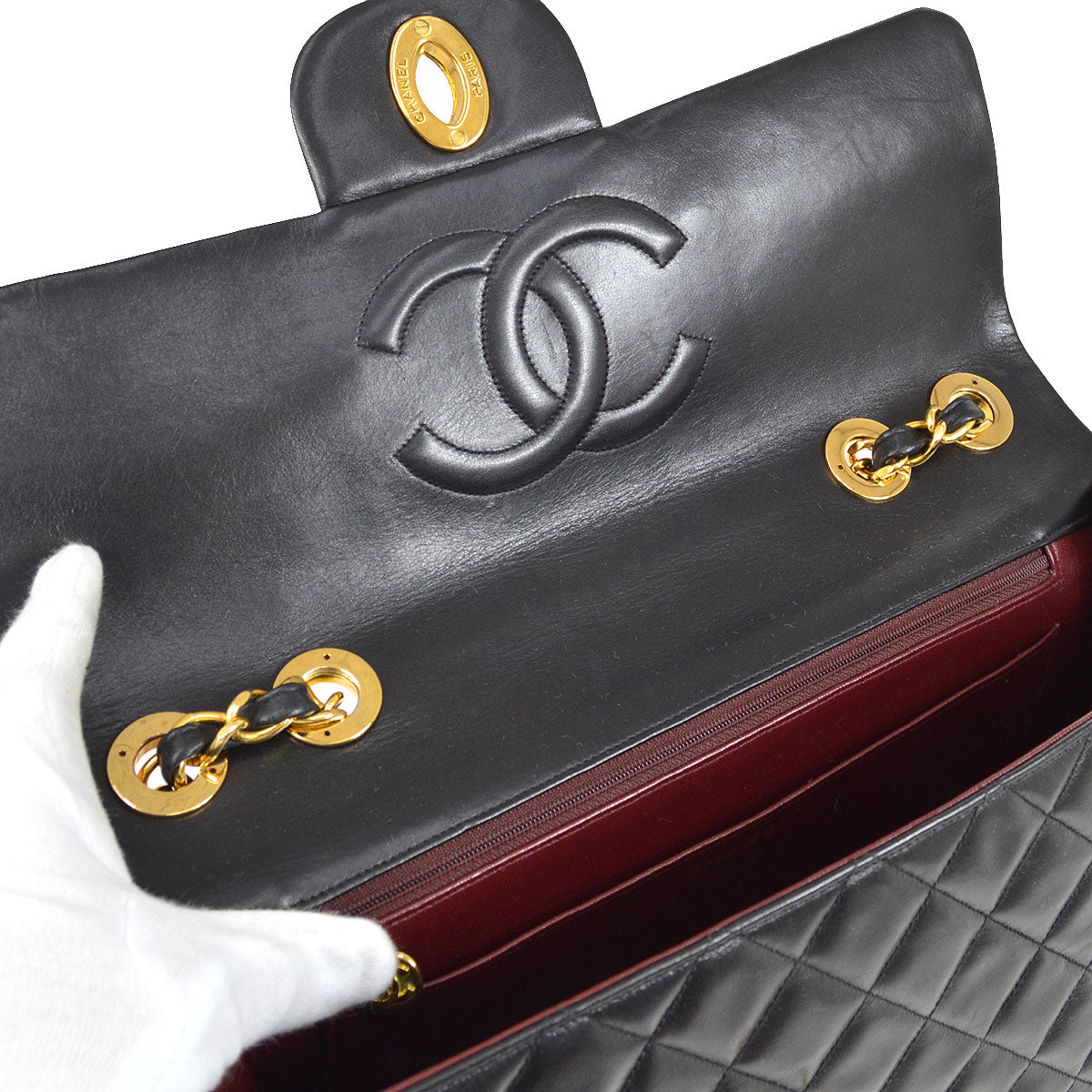 Chanel 1994-1996 Black Lambskin Classic Flap Maxi