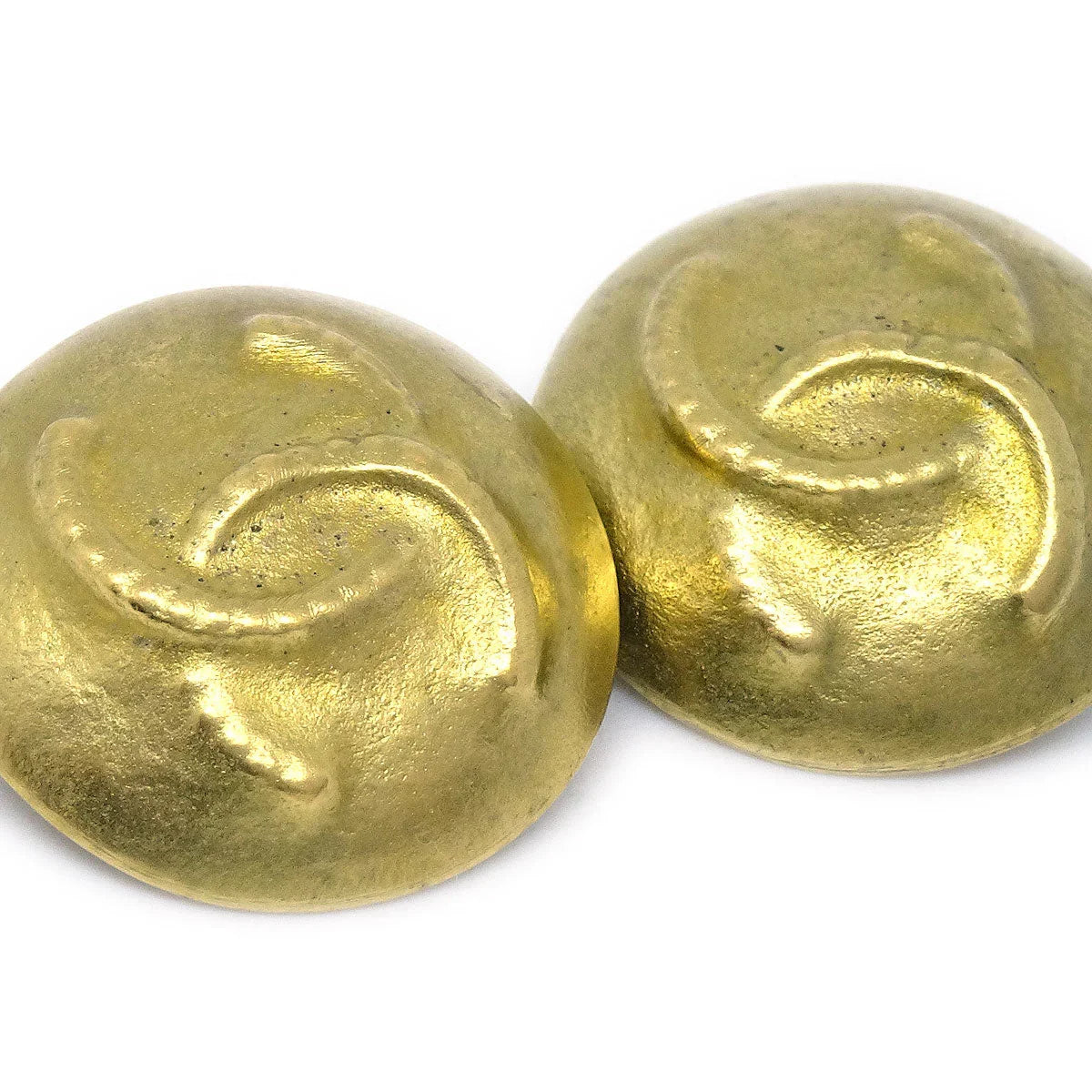 CHANEL 1995 Button Earrings Clip-On Gold