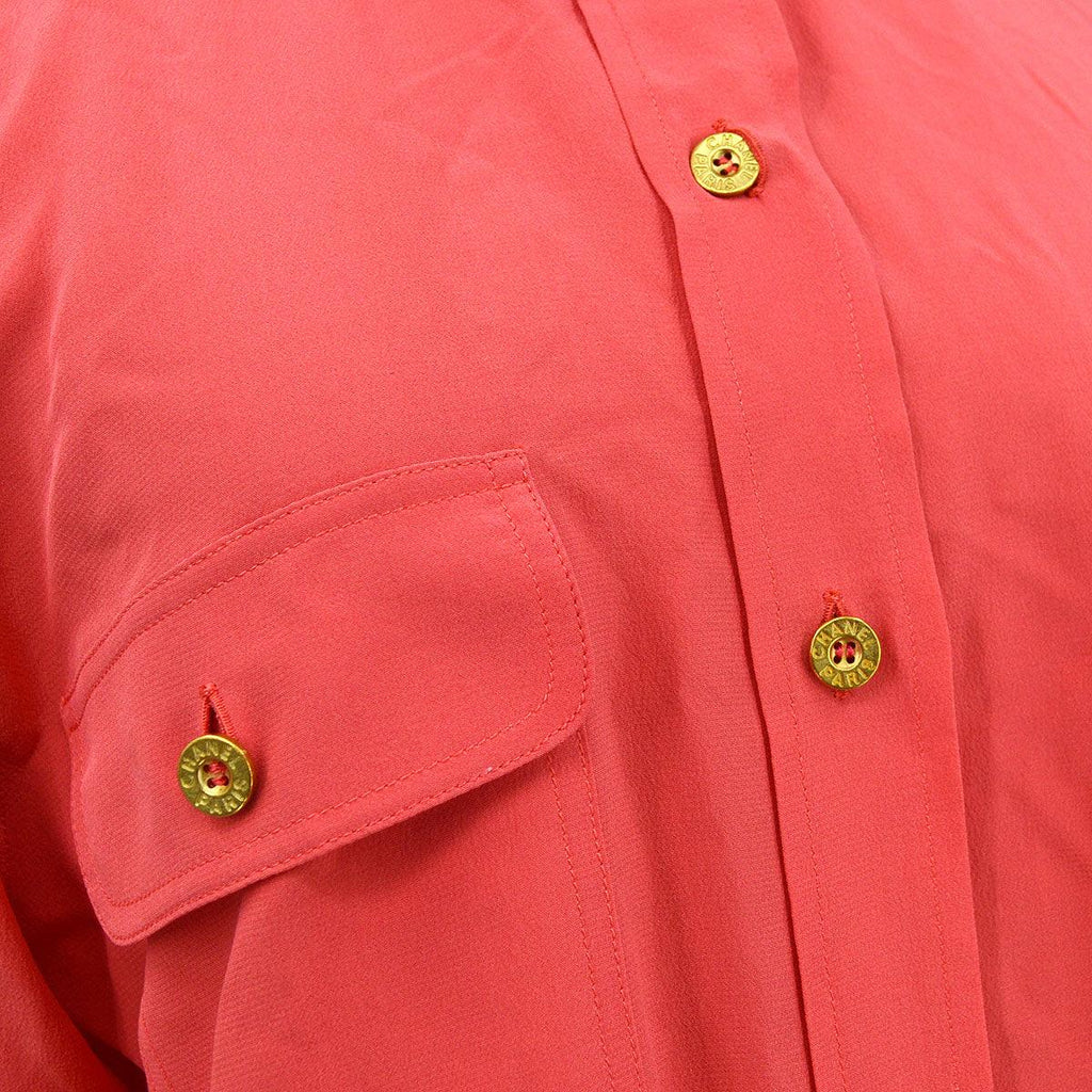 Chanel logo-button silk shirt #38