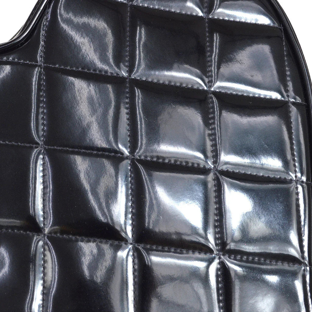 CHANEL 1995 Heart Vanity Handbag Black Patent Leather