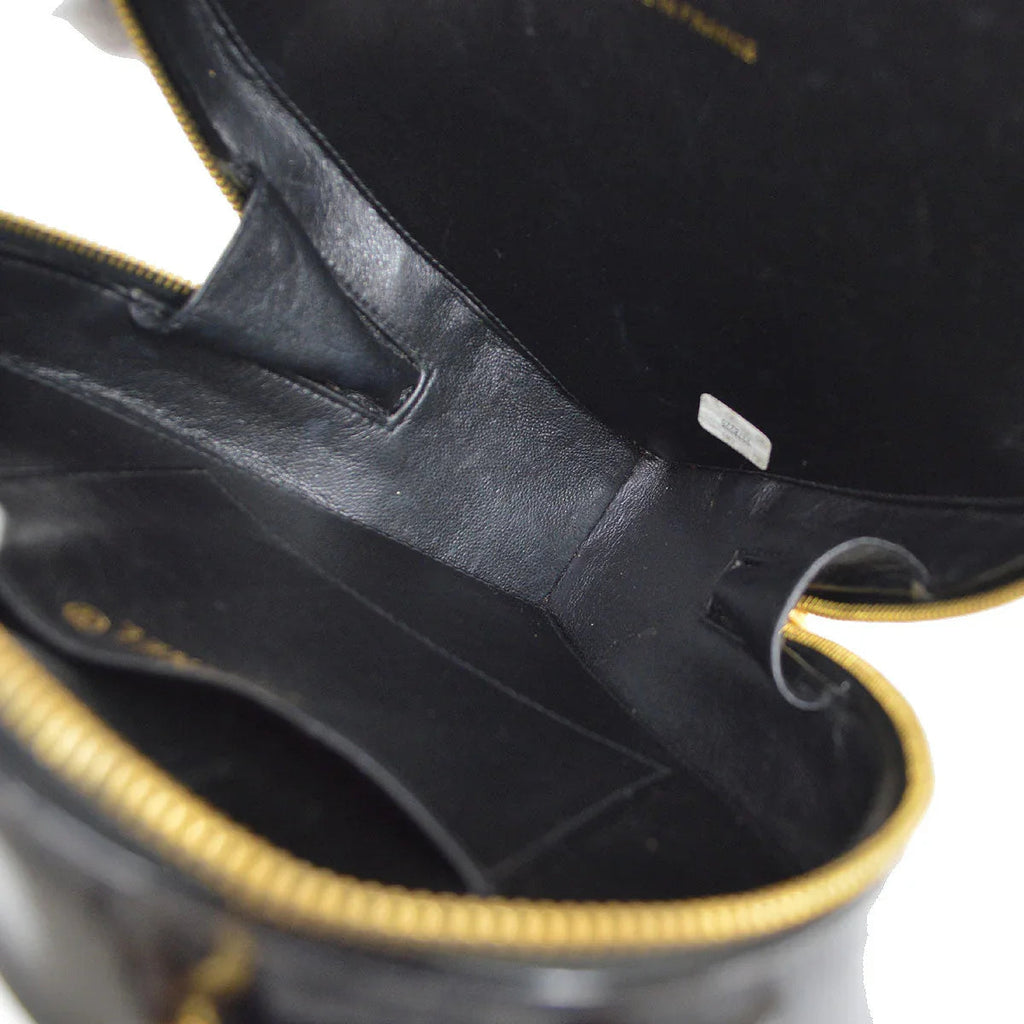 CHANEL 1995 Heart Vanity Handbag Black Patent Leather