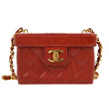 CHANEL * 1991-1994 Red Caviar Mini Vanity Shoulder Bag