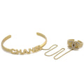 CHANEL 2001 Crystal CC & Logo Bangle & Ring Set #6