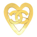 Chanel 1995 Heart Brooch Pin Gold