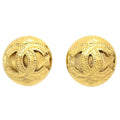 Chanel 1994 Gold Quilted 'CC' Round Earrings Small