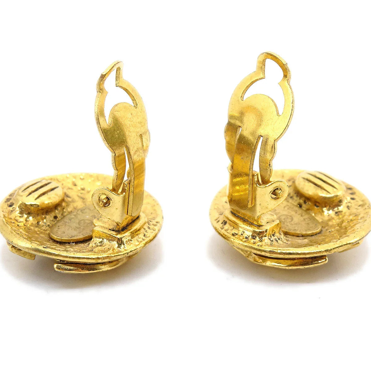 Chanel 1994 Gold Quilted 'CC' Round Earrings Small
