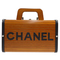 CHANEL Cosmetic Vanity Handbag Box Brown Wooden