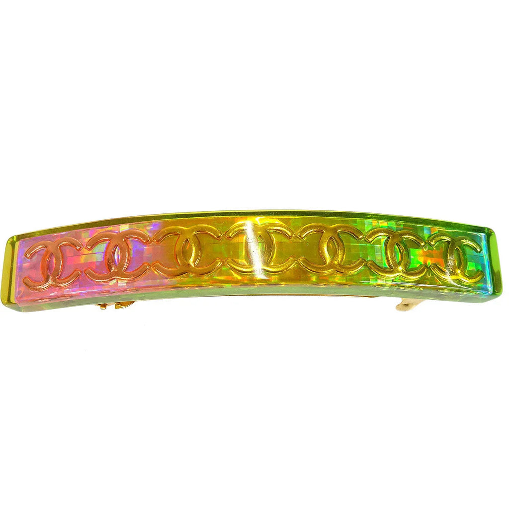 Chanel Rainbow Lucite Hair Clip Barrette 97P