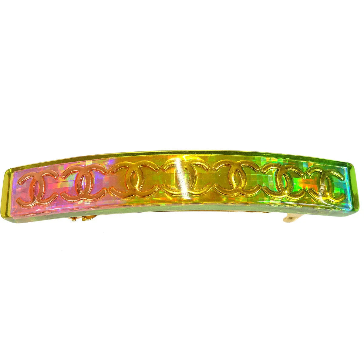Chanel Rainbow Lucite Hair Clip Barrette 97P