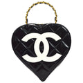 Chanel Heart Cosmetic Vanity Handbag Black Patent