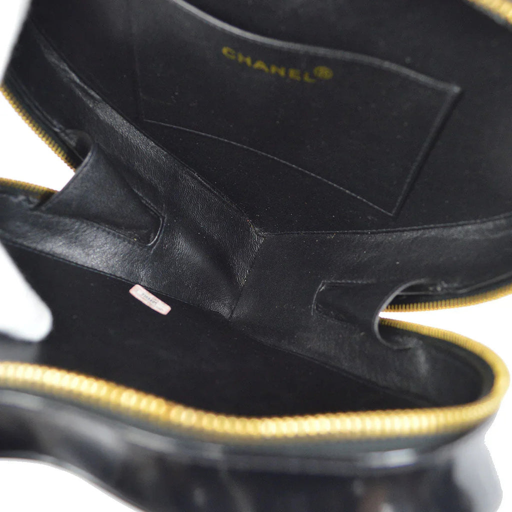 Chanel Heart Cosmetic Vanity Handbag Black Patent