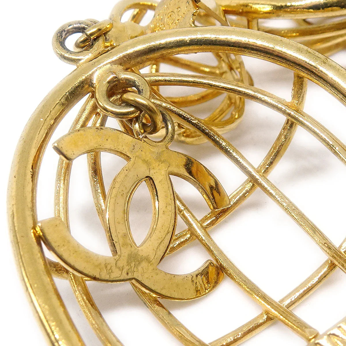 Chanel Birdcage Dangle Earrings Gold 93P