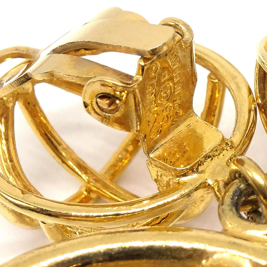 Chanel Birdcage Dangle Earrings Gold 93P