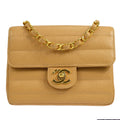 Chanel * 1994-1996 Horizontal Stitch Classic Square Flap Mini 17 Beige Caviar
