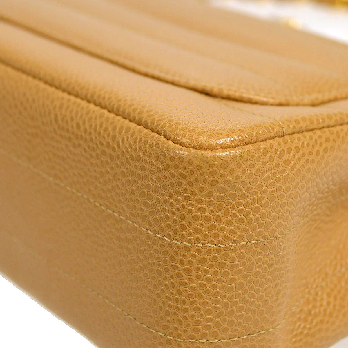 Chanel * 1994-1996 Horizontal Stitch Classic Square Flap Mini 17 Beige Caviar