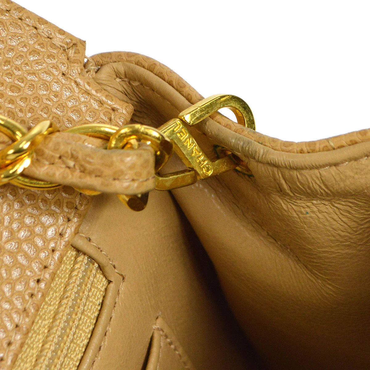 Chanel * 1994-1996 Horizontal Stitch Classic Square Flap Mini 17 Beige Caviar