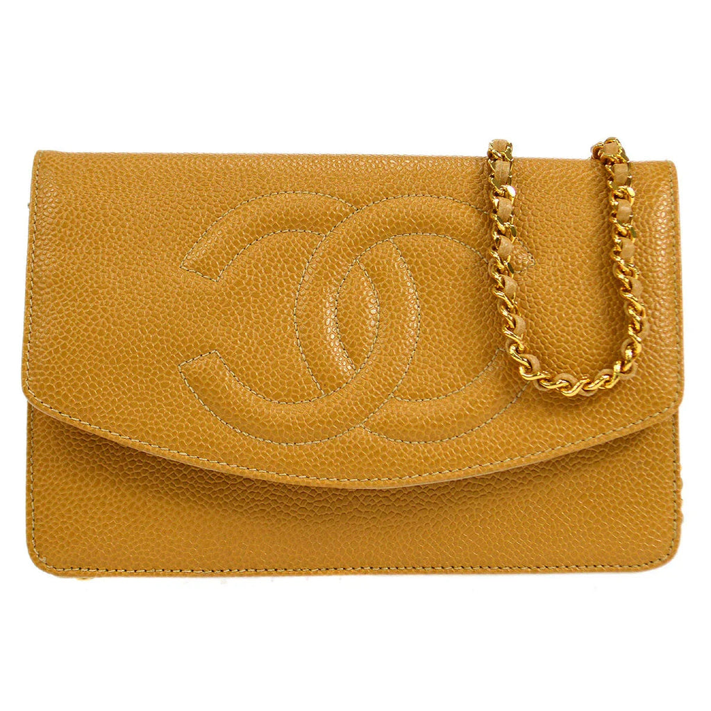 Chanel 1996-1997 Beige Caviar Timeless WOC Wallet on Chain
