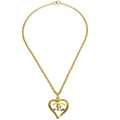 Chanel 1995 Gold CC Heart Cutout Pendant Necklace