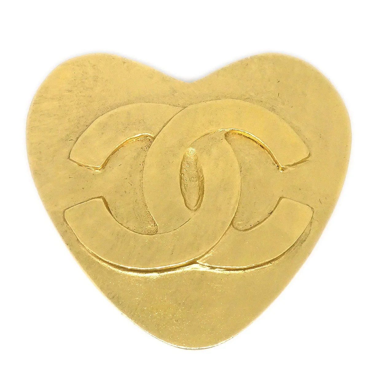 CHANEL Heart Brooch Pin Gold 95P