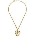 Chanel 1995 Gold CC Heart Cutout Pendant Necklace